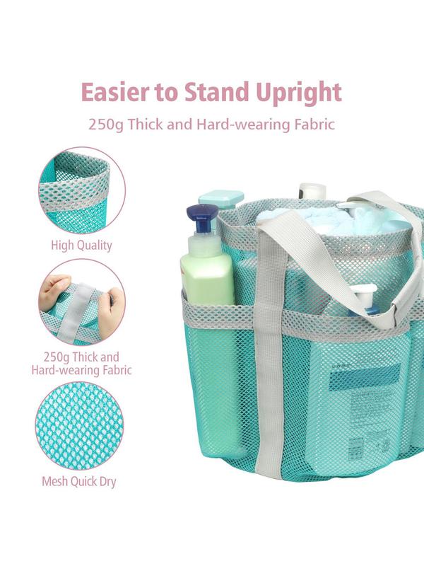 Mesh Round Shower Toiletry Bag, Large Capacity Shower Basket Handbag, Portable Toiletry Bag with S Hook for Bathroom