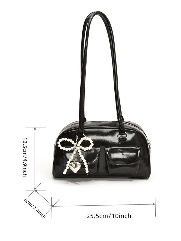 Women's Fashionable Shoulder Bag with Bow Charm, Casual Versatile Shoulder Bag for Daily Used, Trendy All-match Commuter Bag