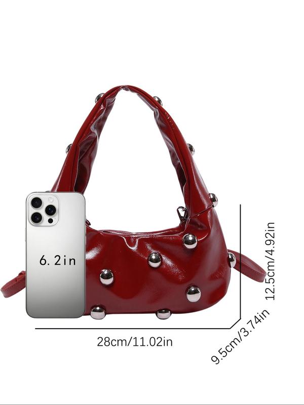 Women's Fashionable Studded Decor Shoulder Bag, 2024 New Style Casual Solid Color Crossbody Bag for Daily Used, Trendy Versatile High-quality Daily Commuting Bag