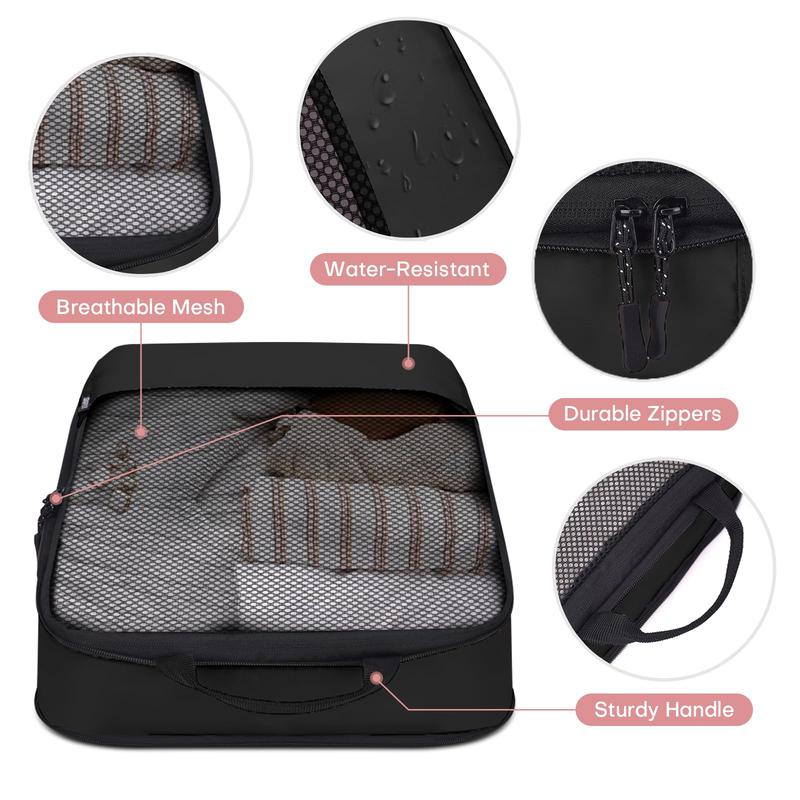 Compression Packing Cubes for Suitcases, 4 Pcs Set Packaging Bags Space Saving Travel Essentials, Compressible Expandable Luggage Organizer Bags Set for Carry On