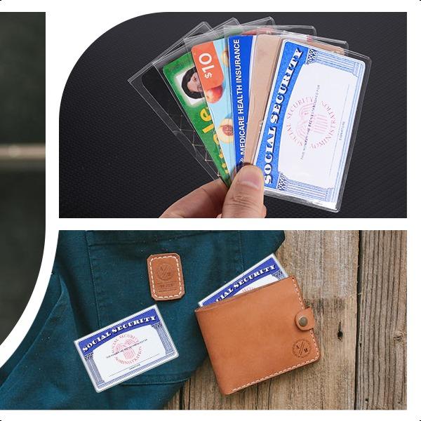 6 Pack Social Security Card Protector Medicare Card Protector Sleeve Social Security Card Holder Credit Card Sleeves Protective case for Drivers License、Credit Card 、SSN Card，3.8x2.32in.