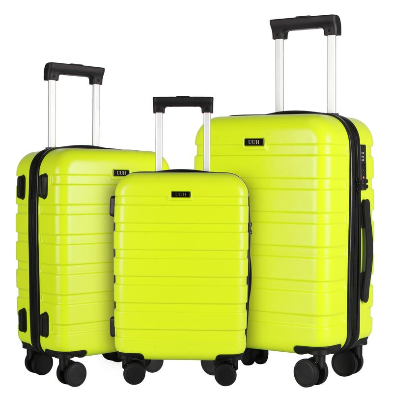 UUH Family Suitcase Set, ABS Hard Shell High-Quality Single Travel Suitcase with Wave Pattern, Fashionable and Cute Trolley Case with TSA Lock