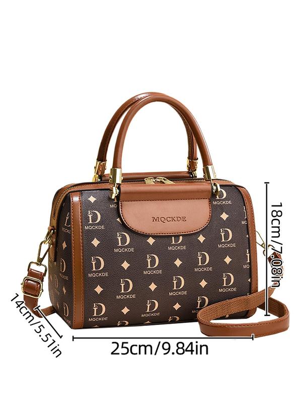 Women's Letter Print Zipper Handbag, Trendy Simple Casual Matching Crossbody Bag, All-match Shoulder Bag for Work & Daily Used