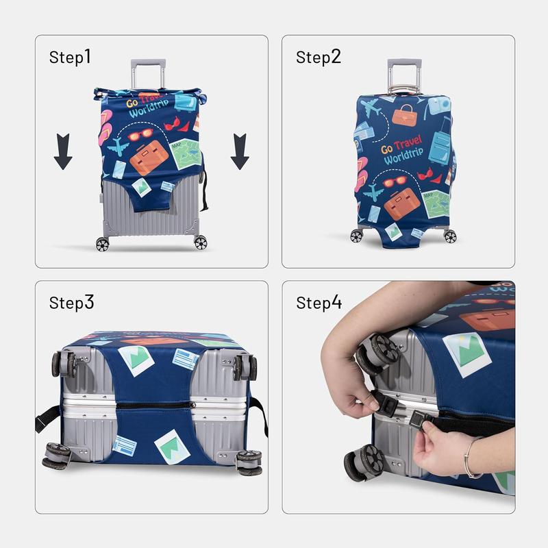 OrgaWise Travel Luggage Covers for Suitcase Fashionable Protector - with Luggage Tags Anti-scratch - Fits 18-32 Inch Luggage