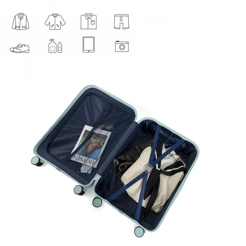 White Luggage Set - 3-Piece PC+ABS Material, 20 24 Inch with 360 Degree Rotating Silent Wheels