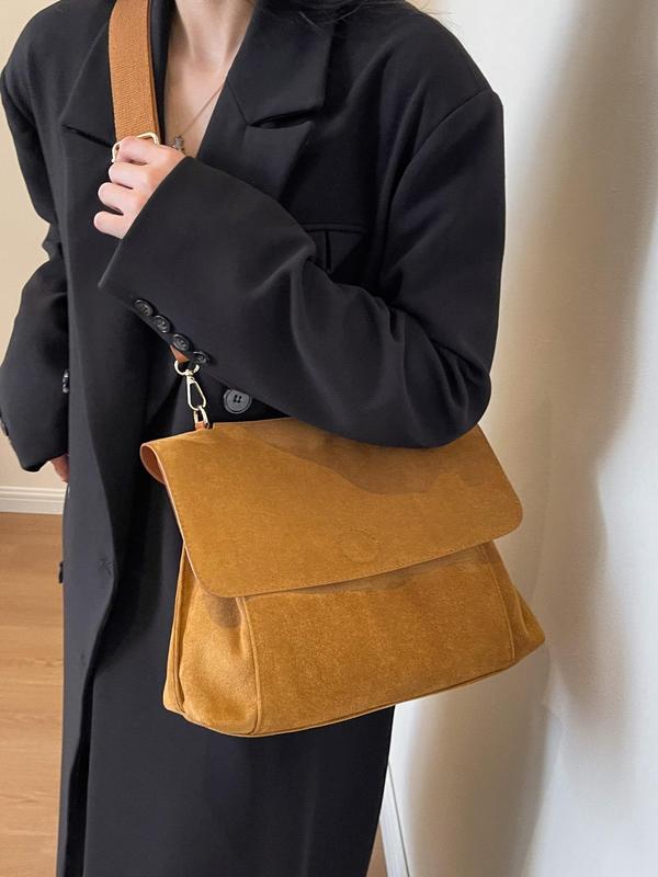 Women's Solid Color Crossbody Bag, Fashionable Minimalist Shoulder Bag for Daily Used, Casual Trendy Versatile High-quality Daily Commuting Bag