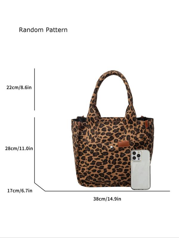 Fashion Leopard Print Tote Bag, Multi-pocket Large Capacity Shoulder Bag for Women, Casual Trendy Versatile High-quality Daily Commuting Bag, Girl Fashionable Bag