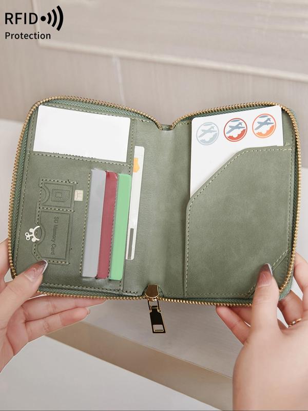 Simple Plain Color Passport Holder with Card Slots, Rfid Protection Multi-functional Passport Protective Cover, Casual Travel Wallet for Women & Men