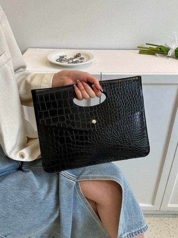 Women's Fashionable Crocodile Pattern Design Clutch, Casual Versatile Pu Leather Clutch Bag for Daily Used, Trendy All-match Bag for Commuters and Students