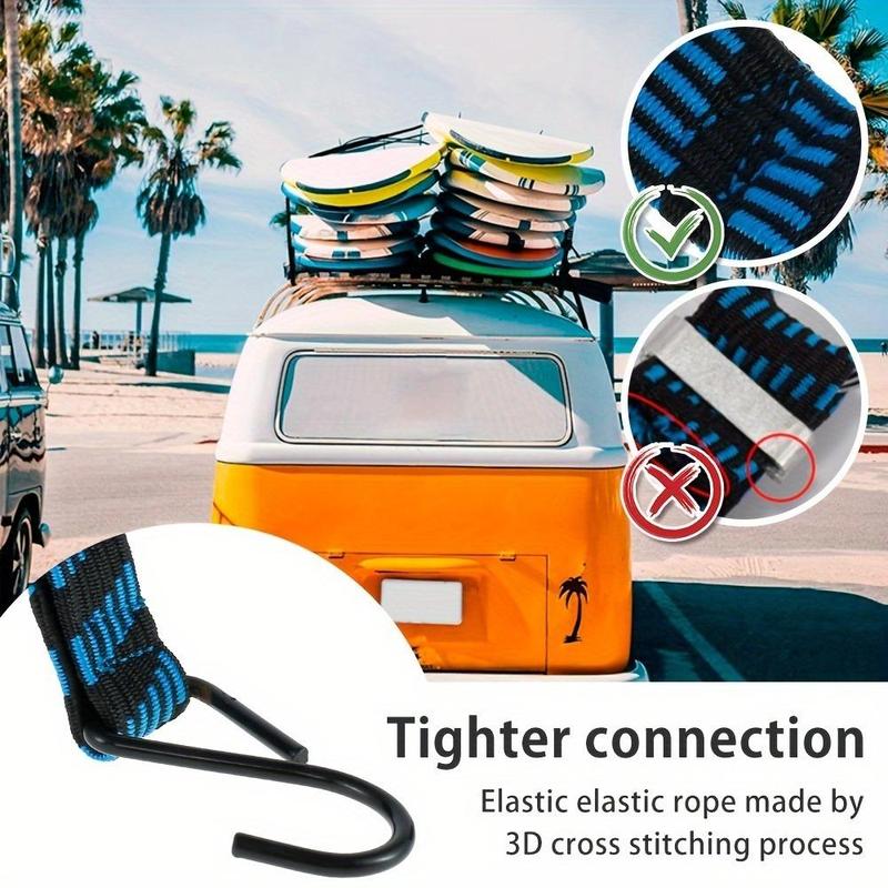 Heavy Duty Elastic Bungee Strap, Durable Flexible Design Strap with Sturdy Hooks & Anti-slip Surface for Securing Luggage on Motorcycles, Bicycles