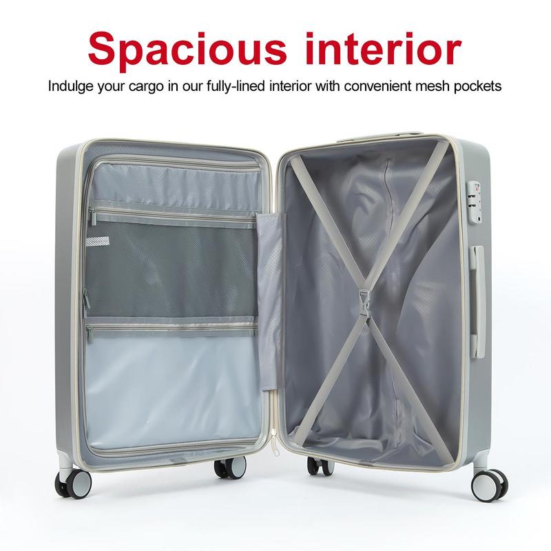 4+3 Combination Suitcase Set with Double Row Spinner Wheels, TSA Lock and Zipper Closure