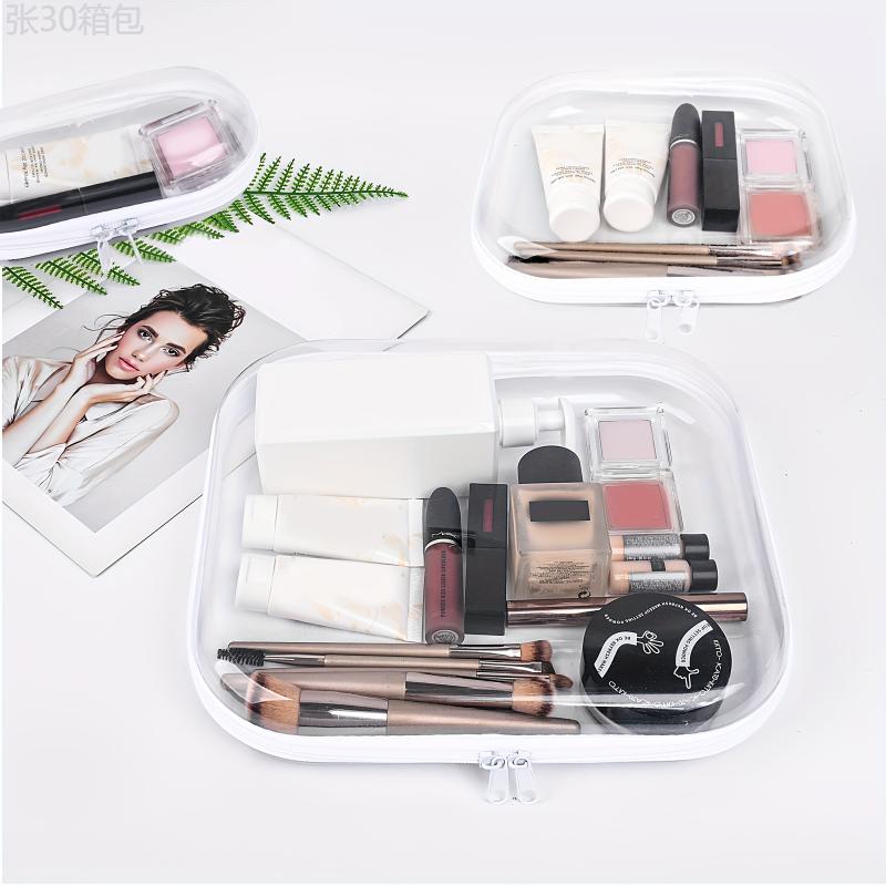 Honitty 3pcs Clear Hard Shell Zipper Cases - Transparent Double Layer PVC Storage Bags for Travel, Makeup & Toy Organization - Portable & Stackable