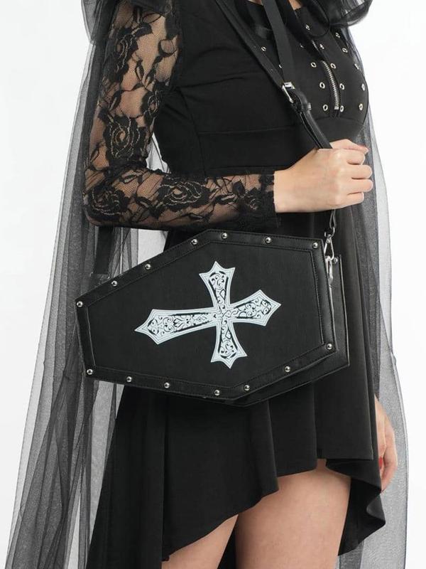 Women's Gothic Geometric Spider Web Pattern Shoulder Bag, Fashion Crossbody Bag For Party, Costume Accessories