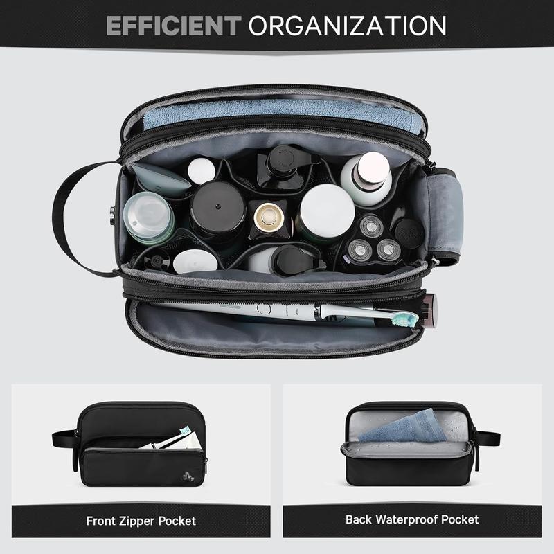 Toiletry Bag for Men, Travel Toiletry Bag Travel Essentials, Dopp Kit Water-resistant Shaving Bag,Bathroom Bag Toiletries Organizer,Classic Black(Polyster)