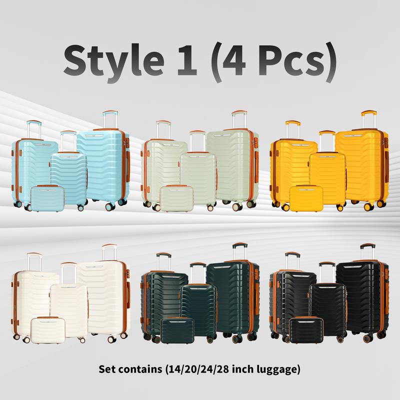 Luggage set with 3 4 7 9 pieces including 20 24 28-inch suitcases. TSA locks, multiple compartments. Durable and anti-drop.