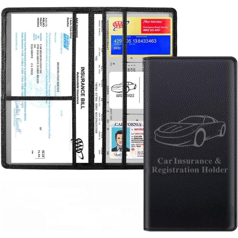 Advanced car registration and insurance card holders, car document holders for cards, driver's licenses, and other basic documents (black)