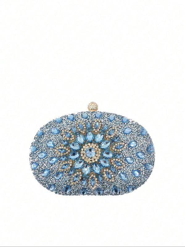 Women's Elegant Rhinestone Decorated Evening Bag, 2024 New Style Exquisite Sunflower Design Clutch Purse, Trendy All-match Bag for Party Decoration