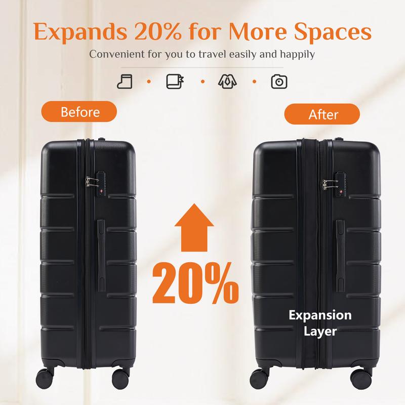 Sweet Furniture S - Luggage 20'' 24'' 28''Luggage, Hard Shell ABS Suitcase with Double Spinner Wheels, Lightweight Expandable Rolling Luggage with TSA Lock