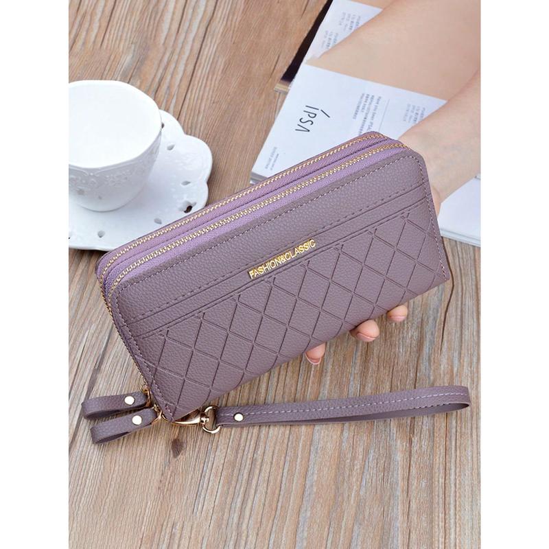 Ladies' Long Wallet With Letter Pattern Wristlet Wallet