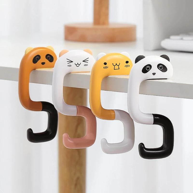 Cute Animals Design Bag Hook, Portable Table Hook, Purse Handbag Travel Bag Organizer Holder, Office Decor Plastic Desk Side Hooks