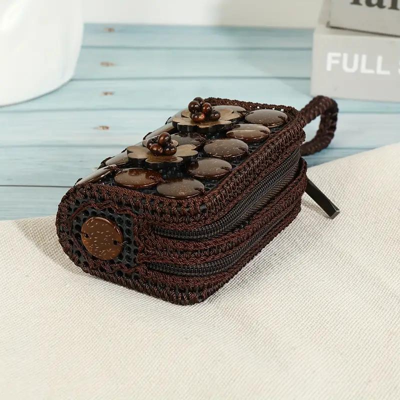 Boho Style Vintage Design Coin Purse, Durable Plastic Zipper Coin Purse, Fashionable Travel Accessories for Women & Girls