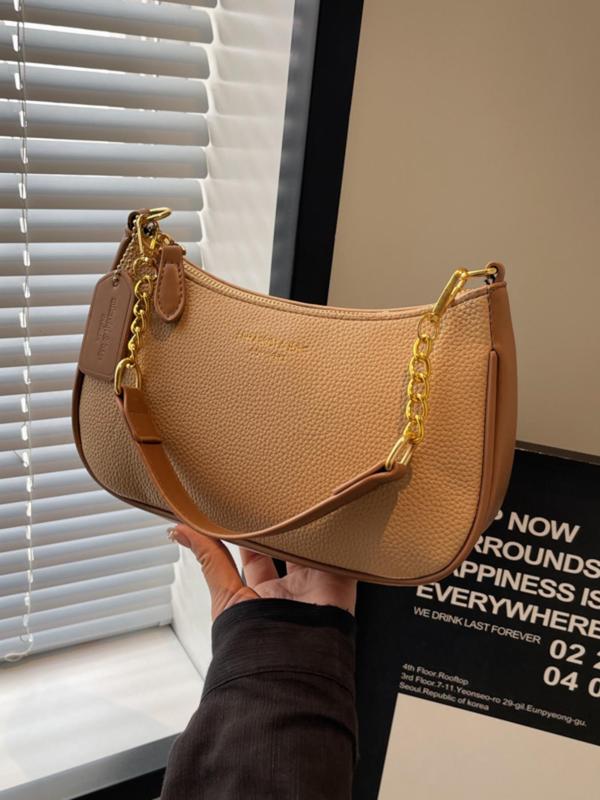 Women's Fashion Chain Strap Crossbody Bag, Casual Versatile Texture Underarm Bag, Trendy All-match Commuter Bag for Daily Used