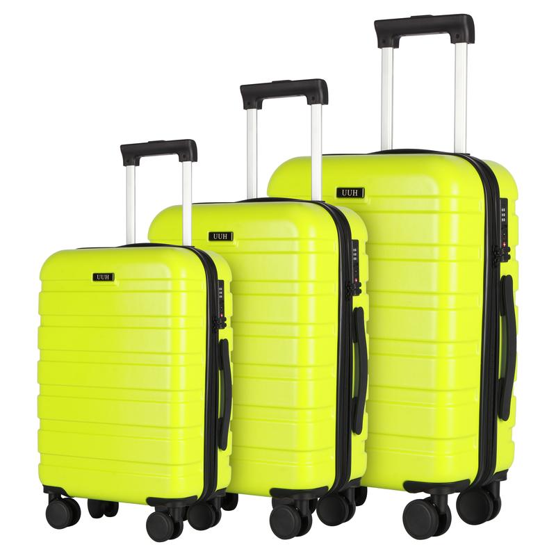 UUH Family Suitcase Set, ABS Hard Shell High-Quality Single Travel Suitcase with Wave Pattern, Fashionable and Cute Trolley Case with TSA Lock