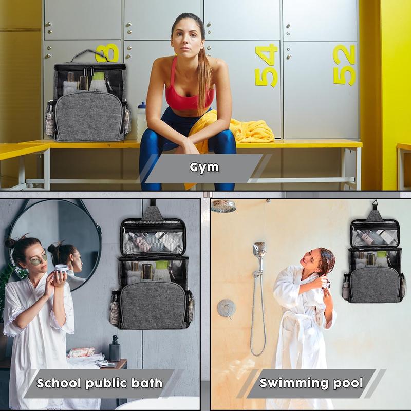 Portable Shower Caddy Dorm, Hanging Shower Bag For Camping Drain From Bottom - College Dorm Room Essentials For Guys Mesh Shower Tote Bag With Hook - Travel Men Women Shower Caddy Mesh Shower Caddy Portable Shower Caddy Dorm Shower Caddy Bath Caddy