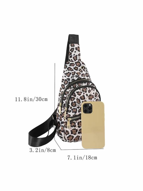 Women's Quilted Fanny Pack Set (2pcs set), Including Leopard & Galaxy Pattern Design, Casual Fashionable Zipper Chest Bag, All-match Commuter Bag for Daily Used