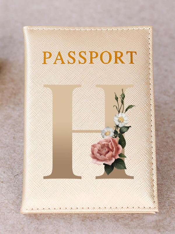 Fashion Letter & Floral Pattern Passport Holder, Lightweight Passport Case, Unisex ID & Card Protector Cover for Holidays and Everyday Use