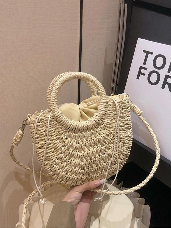 Boho Style Straw Handbag, Fashionable Shoulder Bag, Bags for Women, Casual Trendy Versatile High-quality Shopping Bag for Travel, Vacation, Fall Outfits, Earthtone Fall Freshness