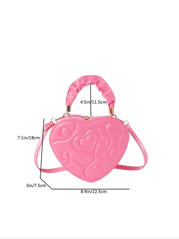 Women's Fashionable Plain Heart Design Texture Handbag, Minimalist Temperament All-match Zipper Shoulder Bag for Women, Female Chic Trendy Bag for Daily Used