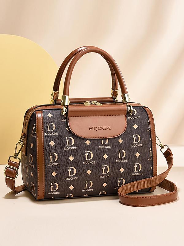 Women's Letter Print Zipper Handbag, Trendy Simple Casual Matching Crossbody Bag, All-match Shoulder Bag for Work & Daily Used