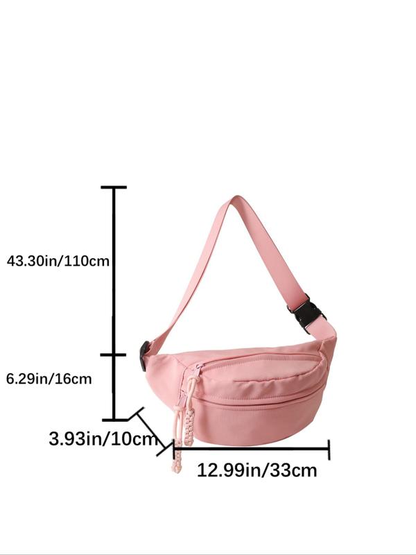 Women's  Casual Plain Canvas Fanny Pack, Fashionable Zipper Design Sling Bag for Daily Used, Trendy All-match Crossbody Bag