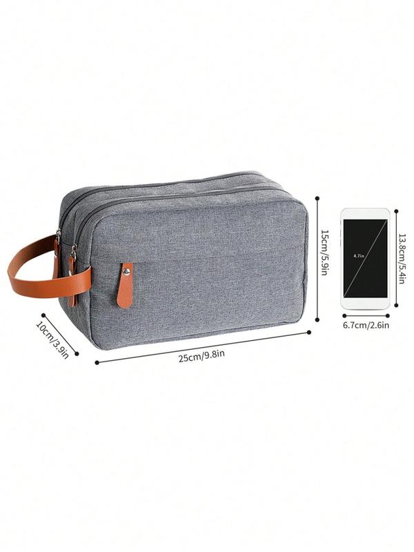 Men's Casual Plain Minimalist Toiletry Bag, Large Capacity Zipper Toiletry Bag, Multi-functional Toiletry Bag for Travel & Business Trip