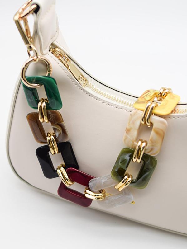 Colorblock Chain Strap, Fashionable Resin Bag Strap for Women's Shoulder Bag, Trendy All-match & Exquisite Bag Accessories for Daily Use