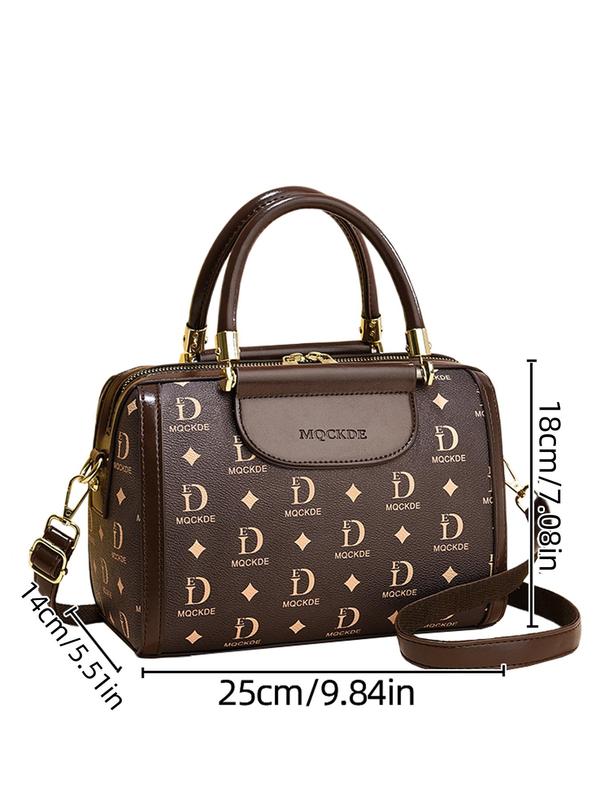 Women's Letter Print Zipper Handbag, Trendy Simple Casual Matching Crossbody Bag, All-match Shoulder Bag for Work & Daily Used