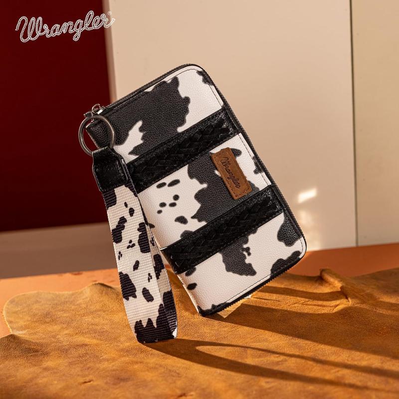 Wrangler Cowprint Wristlet Wallet Credit Card Holder for Women Gifts for CowLovers-Fall Fashion woman gift