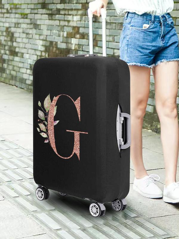 Letter &floral Pattern Luggage Bag Cover, Summer Dustproof Foldable Travel Bag Protector, Bag Accessories for 18-21 Inch Suitcase Cover