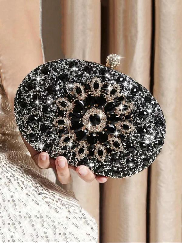 Women's Elegant Rhinestone Decorated Evening Bag, 2024 New Style Exquisite Sunflower Design Clutch Purse, Trendy All-match Bag for Party Decoration