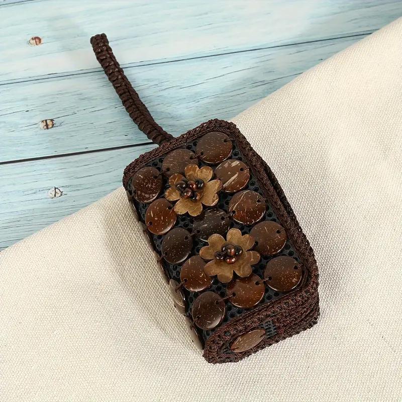 Boho Style Vintage Design Coin Purse, Durable Plastic Zipper Coin Purse, Fashionable Travel Accessories for Women & Girls