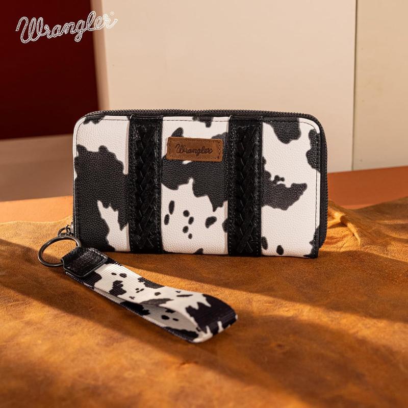 Wrangler Cowprint Wristlet Wallet Credit Card Holder for Women Gifts for CowLovers-Fall Fashion woman gift