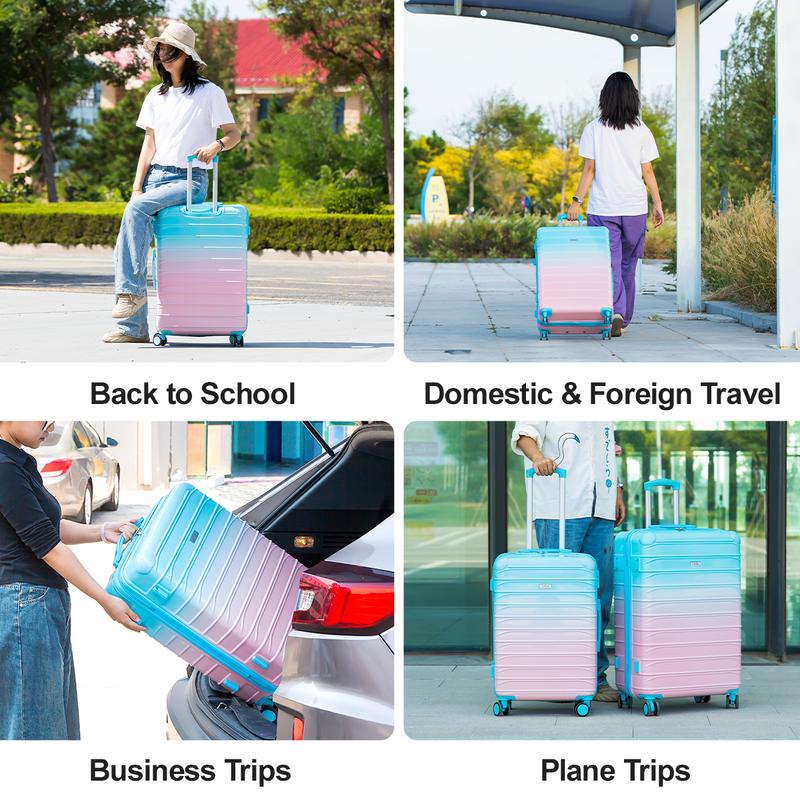 4-Pack Luggage Set Durable PC + ABS Luggage Set with TSA Lock - 4-Pack with Swivel Wheels (13 20 24 28 Inch)