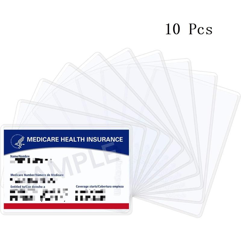 10 Pack New Medicare Card Holder Protector Sleeves, 6 Mil Soft and Flexible Clear PVC Wallet Size Slot for Social Security Card, Insurance Card, Credit Card, Debit Card, Driver's License