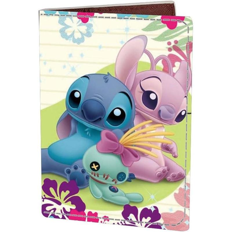 Stitch Leather Passport Holder Cover, Cartoon Ohana Passport Wallet Credit Card Case for Women Girls (PAC-SDZ B 2403)