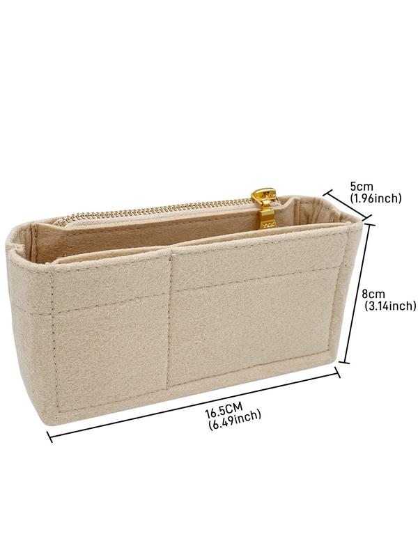 Solid Color Mini Insert Storage Bag,  Portable Travel Liner Storage Bag, Zipper Insert Storage Bag for Shoulder Bag & Handbag