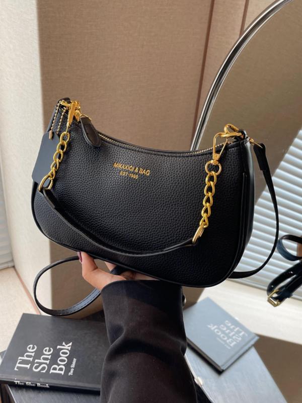 Women's Fashion Chain Strap Crossbody Bag, Casual Versatile Texture Underarm Bag, Trendy All-match Commuter Bag for Daily Used