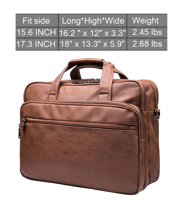 SEYFOCNIA Leather Laptop Bag, Men's 15.6 Inche 17.3 Inche Messenger Briefcase Business Satchel Computer Handbag Shoulder Bag