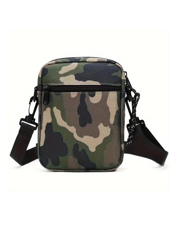 Men's Camo Pattern Zipper Crossbody Bag, Casual Outdoor Sports Bag for Daily Use, Casual Trendy Versatile High-quality Daily Commuting Bag