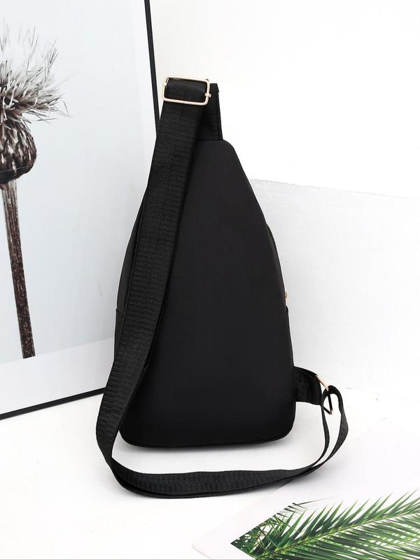 Men's Casual Plain Zipper Bum Bag, Simple Versatile Chest Bag, Fashionable Multi-pocket Chest Bag for Daily Used